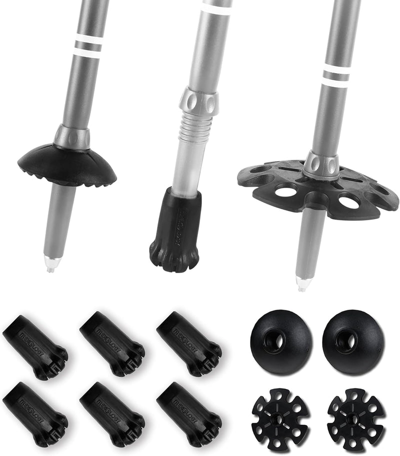 TREKOLOGY Trekking Pole Tips & Baskets Set (8-Piece Replacement Kit)(US)