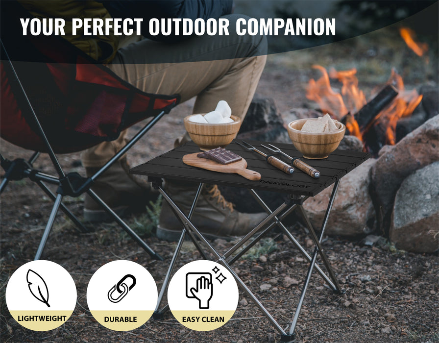 TREKOLOGY Foldable Aluminum Camping Table with Enforced Robust Hinged Connection. (US)