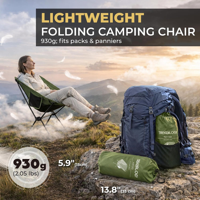 TREKOLOGY YIZI GO Lightweight Folding Camping Chair - 300lb Heavy Duty(CA)