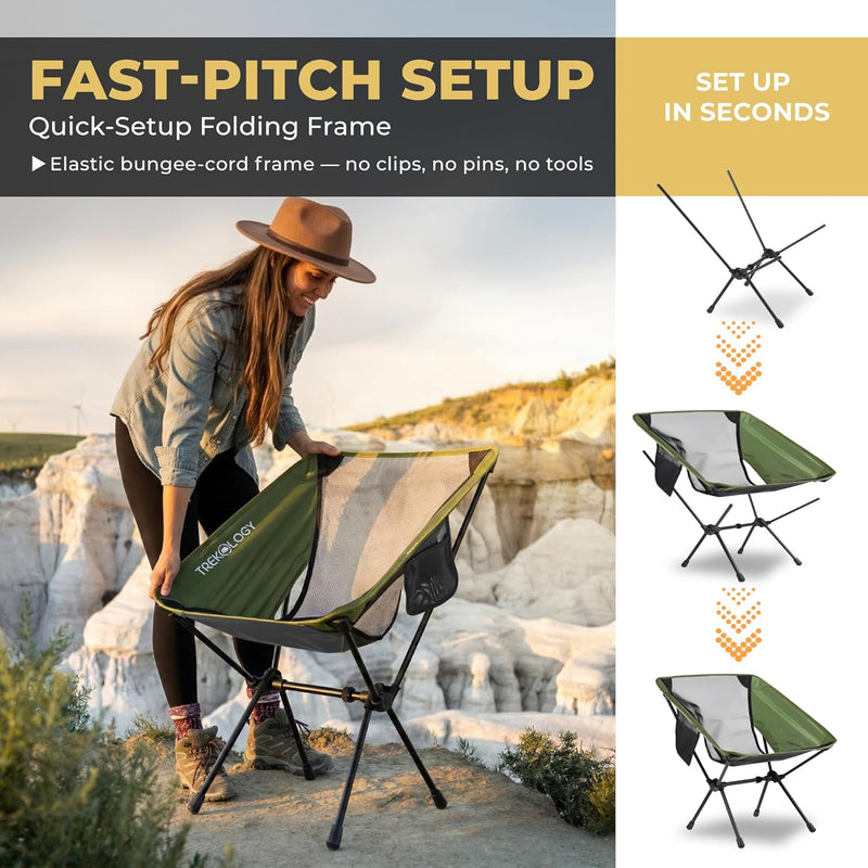 TREKOLOGY YIZI GO Compact Camping Chair - Fast-Pitch Setup & All-Terrain Grip (UK)