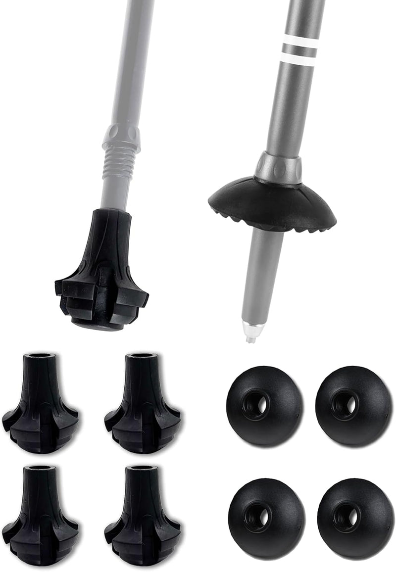TREKOLOGY Trekking Pole Replacement Tips & Mud Baskets Kit (8-Piece Replacement Kit)(US)