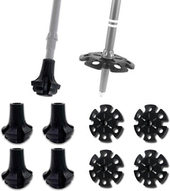 TREKOLOGY Universal Replacement Set: 4 Rubber Tips & 4 Snow Baskets (US)
