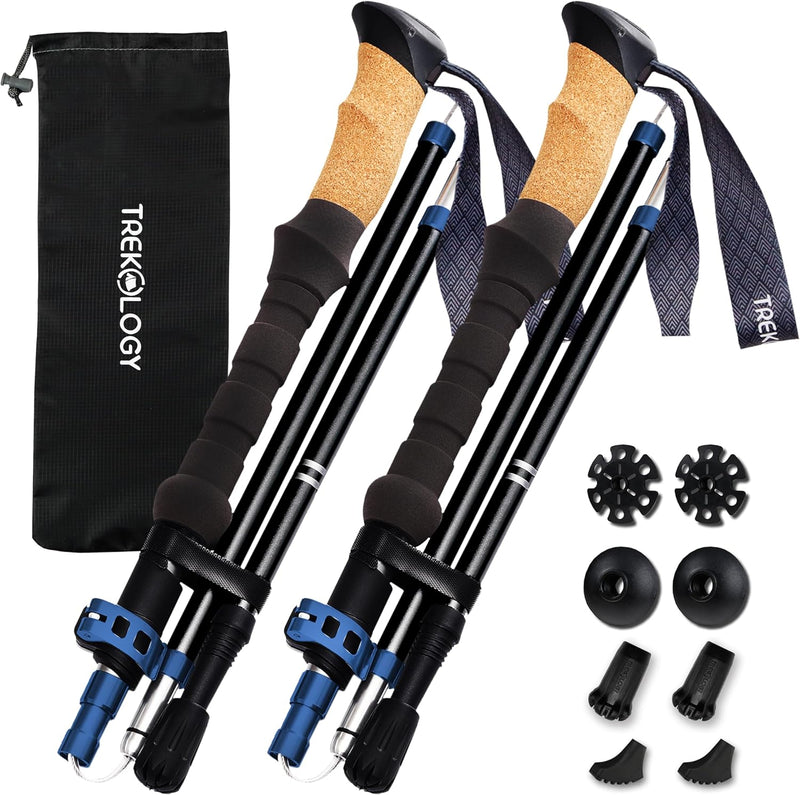 TREKOLOGY Trek-Z Collapsible Trekking Poles with Cork Grips (CA)