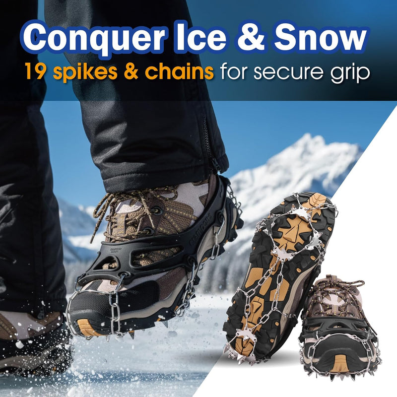 TREKOLOGY 19-Spike Ice Cleats for Hiking Boots (Stainless Steel) (US)