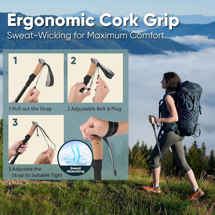 TREKOLOGY TREKZ Cork SE Lightweight Collapsible Hiking Pole (1 Pole Package) (UK)