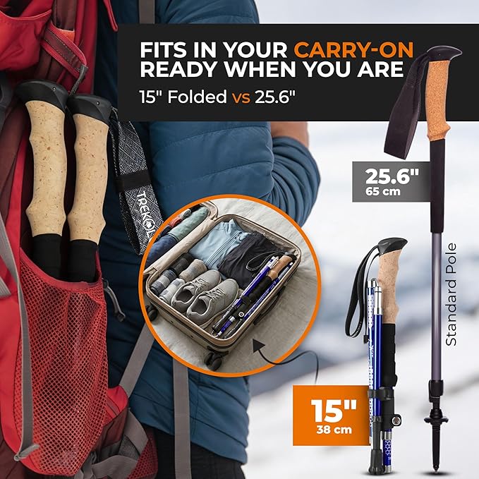 TREKOLOGY TREK-Z Eva: Foldable Trekking Poles with EVA-Foam Handle (2pc/Set) (US)