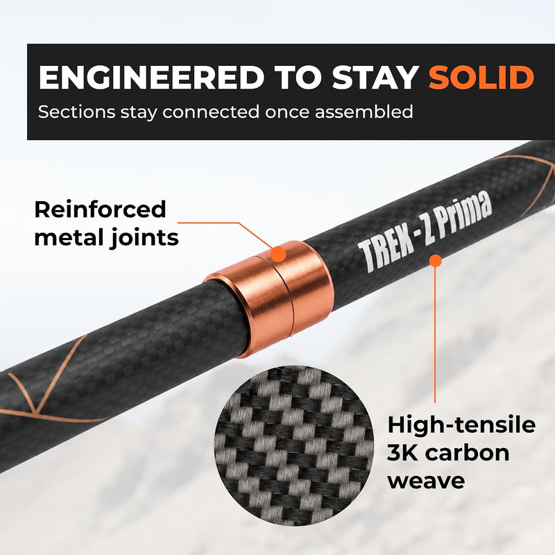TREKOLOGY Trek-Z Prima 3K Carbon Fiber Folding Poles - Cork Grip (US)
