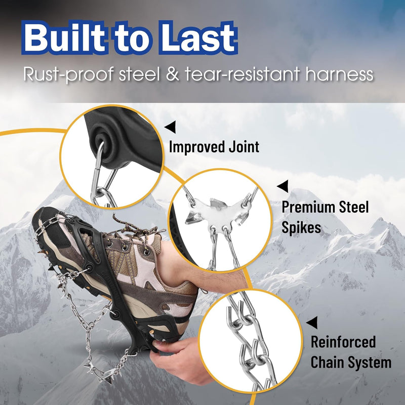 TREKOLOGY 19-Spike Ice Cleats for Hiking Boots (Stainless Steel) (US)