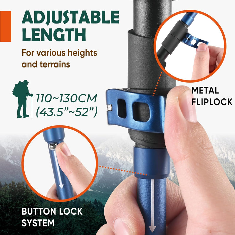TREKOLOGY Trek-Z Collapsible Trekking Poles with Cork Grips (CA)