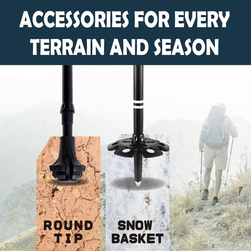 TREKOLOGY Universal Replacement Set: 4 Rubber Tips & 4 Snow Baskets (US)