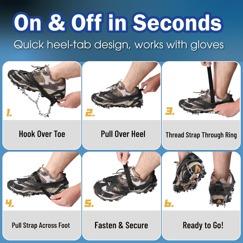 TREKOLOGY 19-Spike Ice Cleats for Hiking Boots (Stainless Steel) (US)