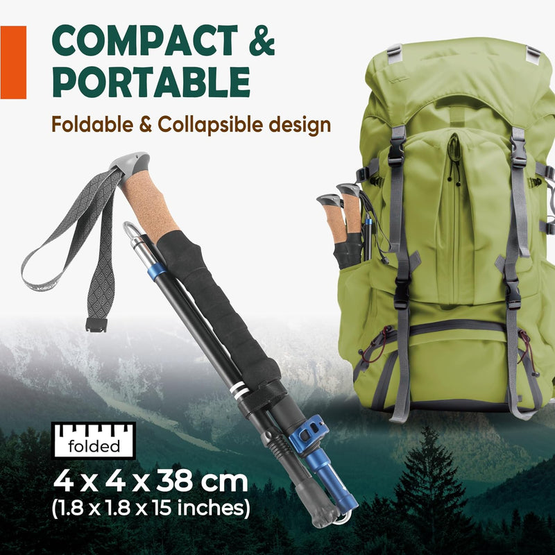 TREKOLOGY Trek-Z Collapsible Trekking Poles with Cork Grips (CA)