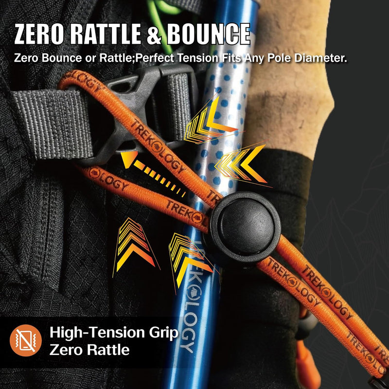 TREKOLOGY Universal Walking Stick Holder & Backpack Bungee Straps (4-Pack) (US)