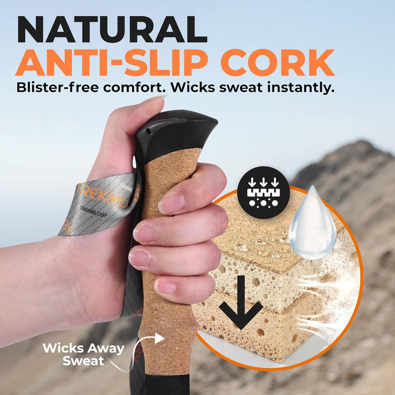 TREKOLOGY TREK-Z PRIMA 3K Carbon Fiber Folding Walking Poles - 2pc Set (UK)