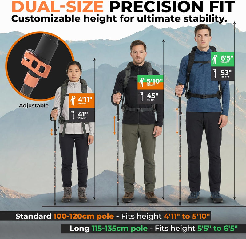 TREKOLOGY TREK-Z PRIMA 3K Carbon Fiber Folding Walking Poles - 2pc Set (UK)