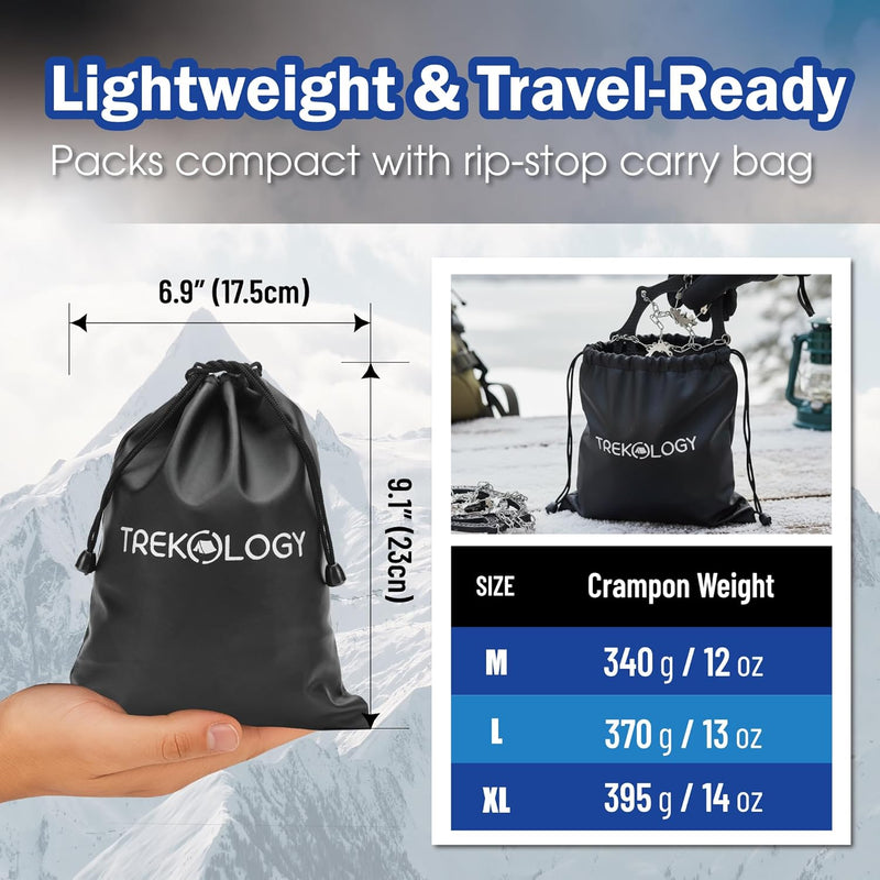 TREKOLOGY 19-Spike Ice Cleats for Hiking Boots (Stainless Steel) (US)