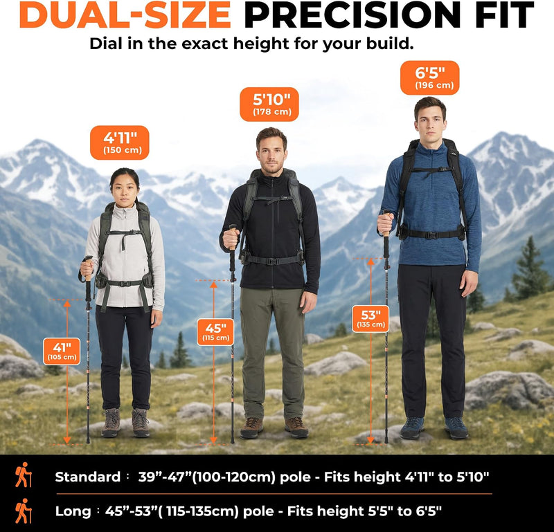 TREKOLOGY Trek-Z Prima 3K Carbon Fiber Folding Poles - Cork Grip (US)