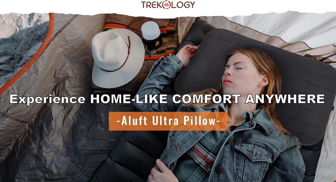 TREKOLOGY ALUFT Ultra: Large Inflatable Pillow for Camping (US)