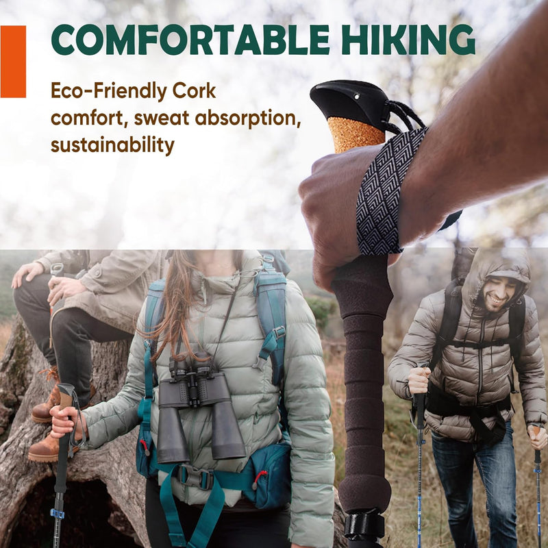 TREKOLOGY Trek-Z Collapsible Trekking Poles with Cork Grips (CA)