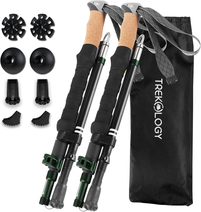 TREKOLOGY Trek-Z Collapsible Trekking Poles with Cork Grips (CA)