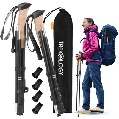 TREKOLOGY TREK-Z XE FOLDABLE TREKKING HIKING POLE SET 2PCS WITH 6 TIPS