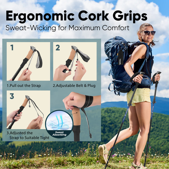 TREKOLOGY Cork SE Collapsible Trekking Poles with Cork Grips (CA)