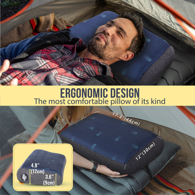 Trekology Aluft Pro SE Premium Inflatable Camping Pillow with Removable Foam-Padded