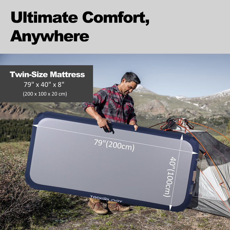TREKOLOGY Quick-Inflating Portable Air Mattress with DC Pump for Camping (US)