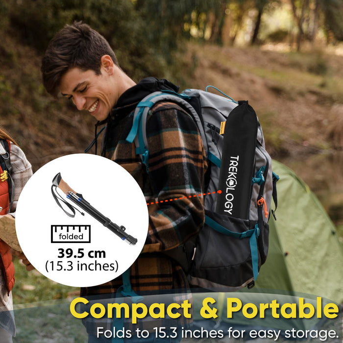 TREKOLOGY Cork SE Collapsible Trekking Poles with Cork Grips (CA)