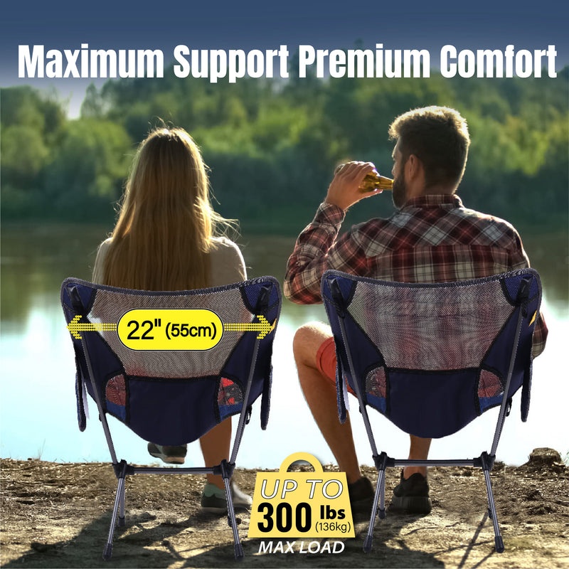 TREKOLOGY Ultralight Lounge Bundle: YIZI GO Chair (Black & blue) & Folding Beach Table (UK)