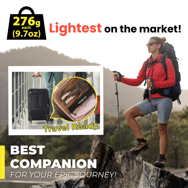 TREKOLOGY TREK-Z XE FOLDABLE TREKKING HIKING POLE SET 2PCS WITH 6 TIPS (US)