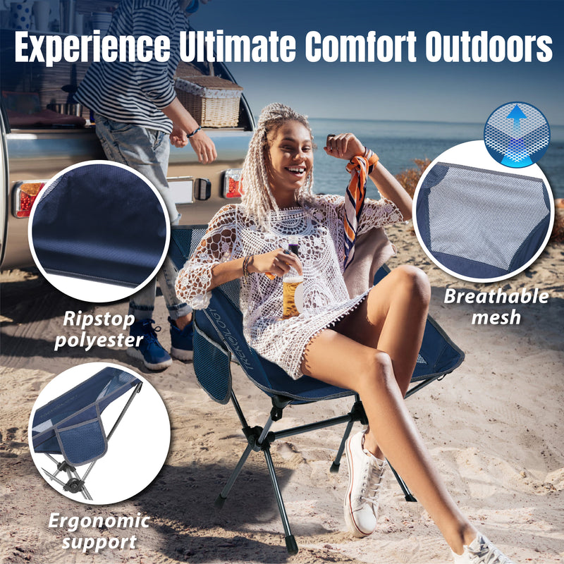 TREKOLOGY Ultralight Lounge Bundle: YIZI GO Chair (Black & blue) & Folding Beach Table (UK)