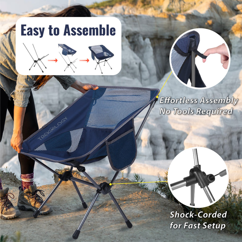 TREKOLOGY Ultralight Lounge Bundle: YIZI GO Chair (Black & blue) & Folding Beach Table (UK)