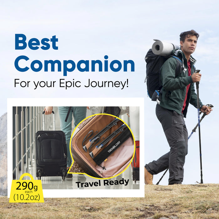 TREKOLOGY Cork SE Collapsible Trekking Poles with Cork Grips (CA)