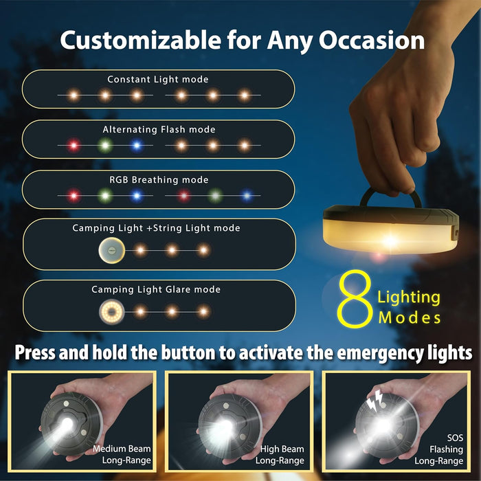 TREKOLOGY 2-in-1 Rechargeable Camping Lantern & String Lights 1pc (CA)