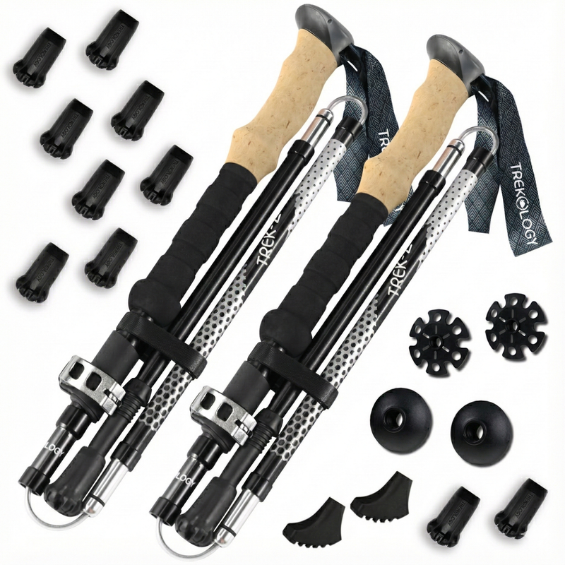 TREKOLOGY Trek-Z Foldable Poles & 8-Piece Tip Replacement Sets (UK)