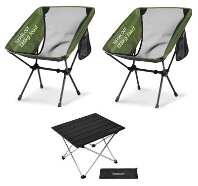 TREKOLOGY Ultralight Lounge Bundle: YIZI GO Chair (Green) & Folding Beach Table (UK)