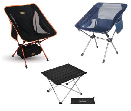 TREKOLOGY Ultralight Lounge Bundle: YIZI GO Chair (Black & blue) & Folding Beach Table (UK)