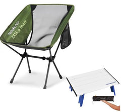 TREKOLOGY Ultralight Lounge Bundle: YIZI GO Chair (Green) & TALU Beach Table (UK)