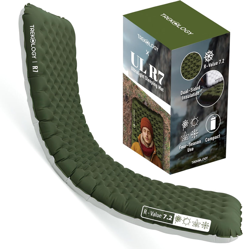 TREKOLOGY UL R7 Camping Sleeping Pad – 4" Thick, Ultra-Light, All-Season Mat (US)