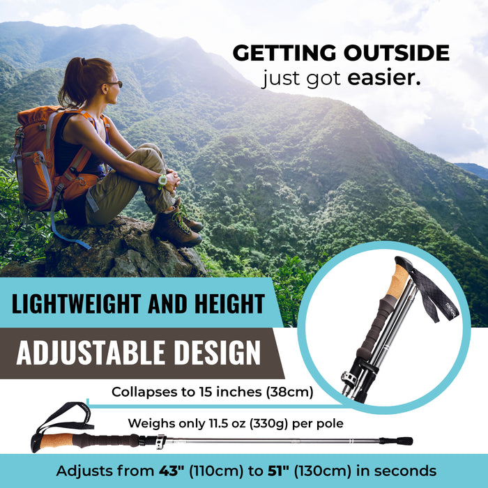 TREKOLOGY TREK-Z 2.0 Cork : Foldable Trekking Poles with Cork Handle (2pc/set) (US)