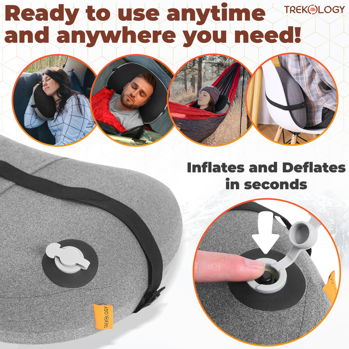 TREKOLOGY ALUFT DELUXE : Ultralight Inflatable Camping Pillow (AU)