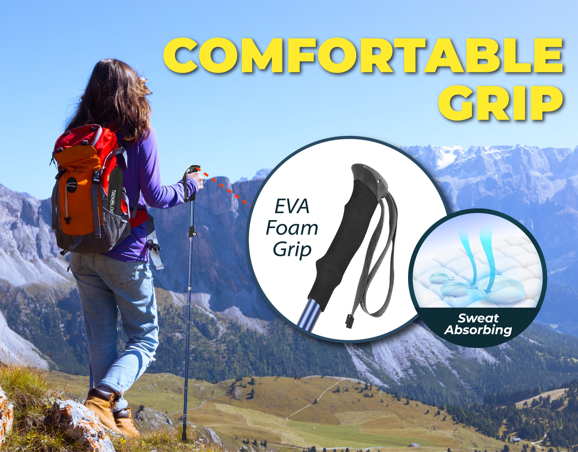 TREKZ SE FOLDABLE TREKKING HIKING POLE (1 Pole Package) TREKOLOGY