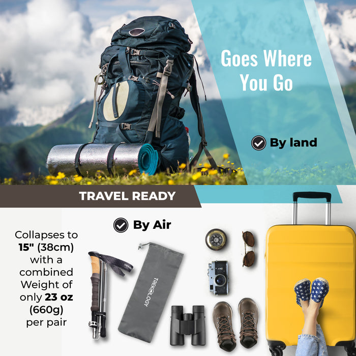TREKOLOGY TREK-Z 2.0 Cork : Foldable Trekking Poles with Cork Handle (2pc/set) (US)
