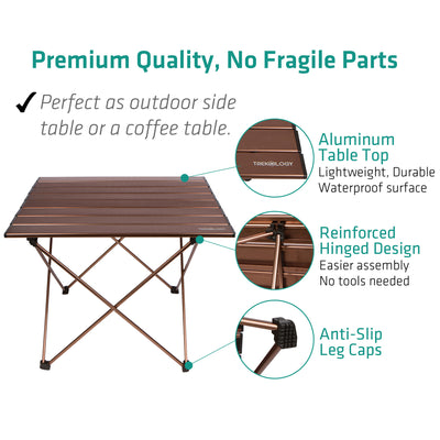 Large TALU : Portable Camping Table with Aluminum Table Top