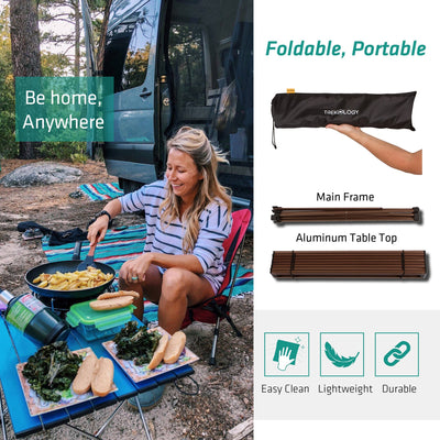 ((Refurbished)) TALU : Medium Portable Camping Table with Aluminum Table Top