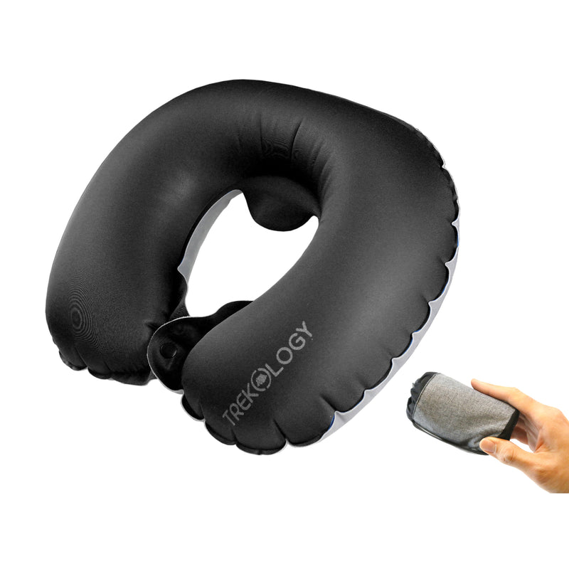 Inflatable travel neck pillow