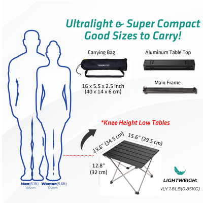 Small TALU : Portable Camping Table with Aluminum Table Top
